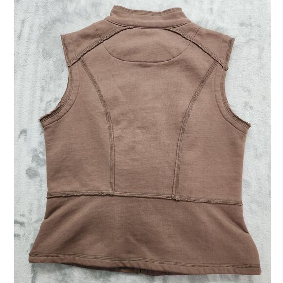 Ours Cotton Sleeveless Full Zip Jacket Size M Brown Exposed Seams Boho Outdoors - Picture 2 of 10